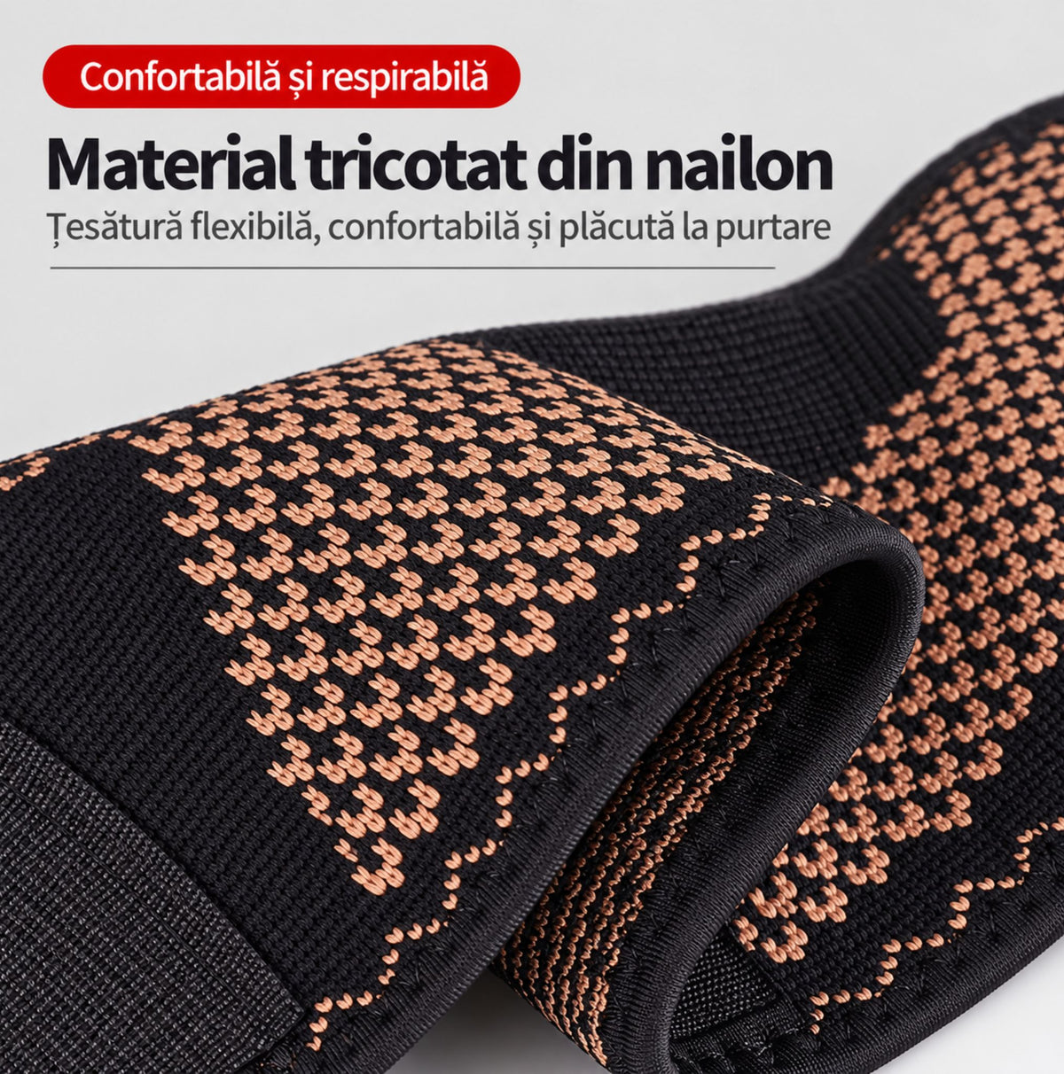 Material tricotat elastic și respirabil cu fibre de cupru pentru centură lombară