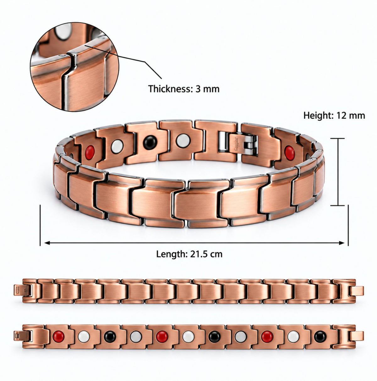 ETHERION Energy Bracelet Copper – Brățară Energetică 5-in-1 Cupru Pur