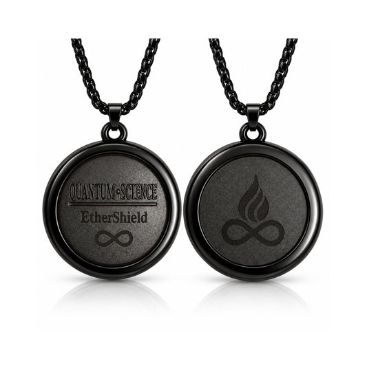 ETHERION Shield Pendant Black – Pandantiv Energetic cu rocă vulcanică