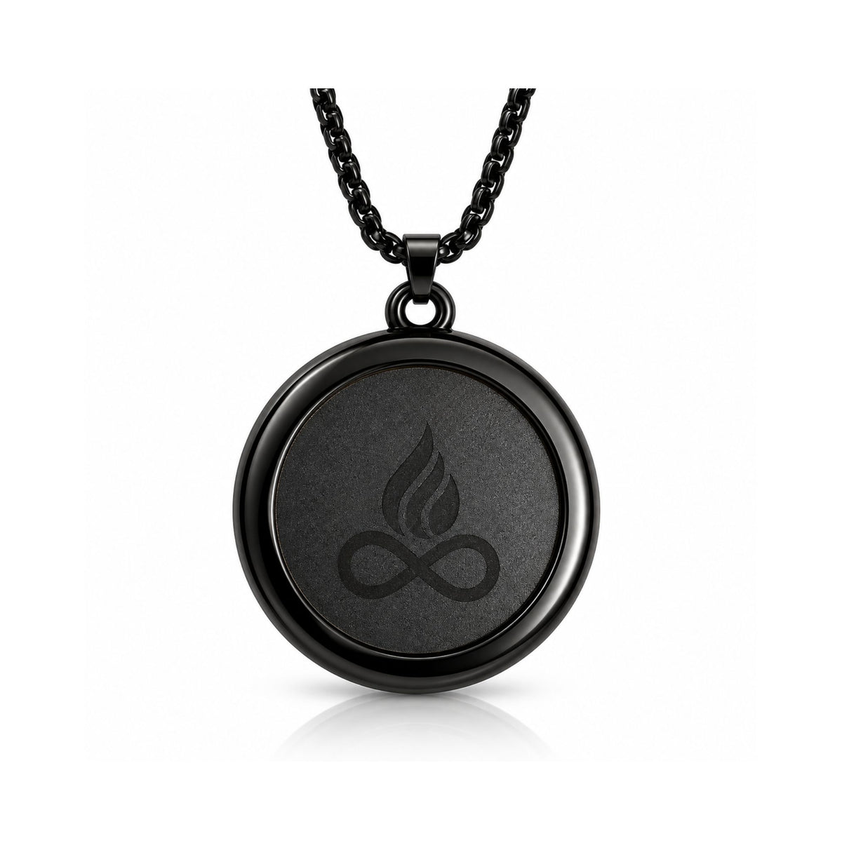 ETHERION Shield Pendant Black – Pandantiv Energetic cu rocă vulcanică