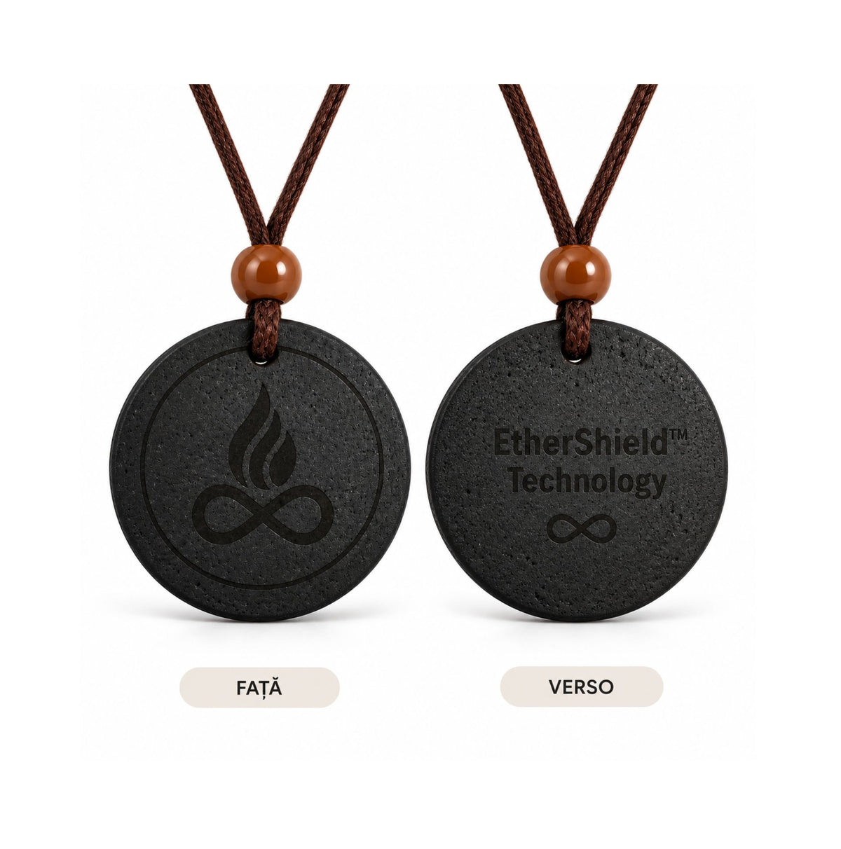 Pandantiv ETHERION Shield Pendant Core fata si verso cu EtherShield Technology